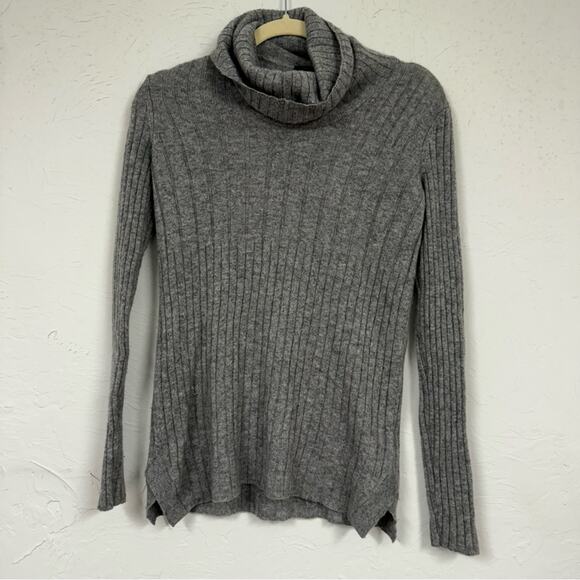 Theory Grey Cashmere Ribbed Turtleneck Sweater Womens XS Gray Fall Preppy - Picture 1 of 8
